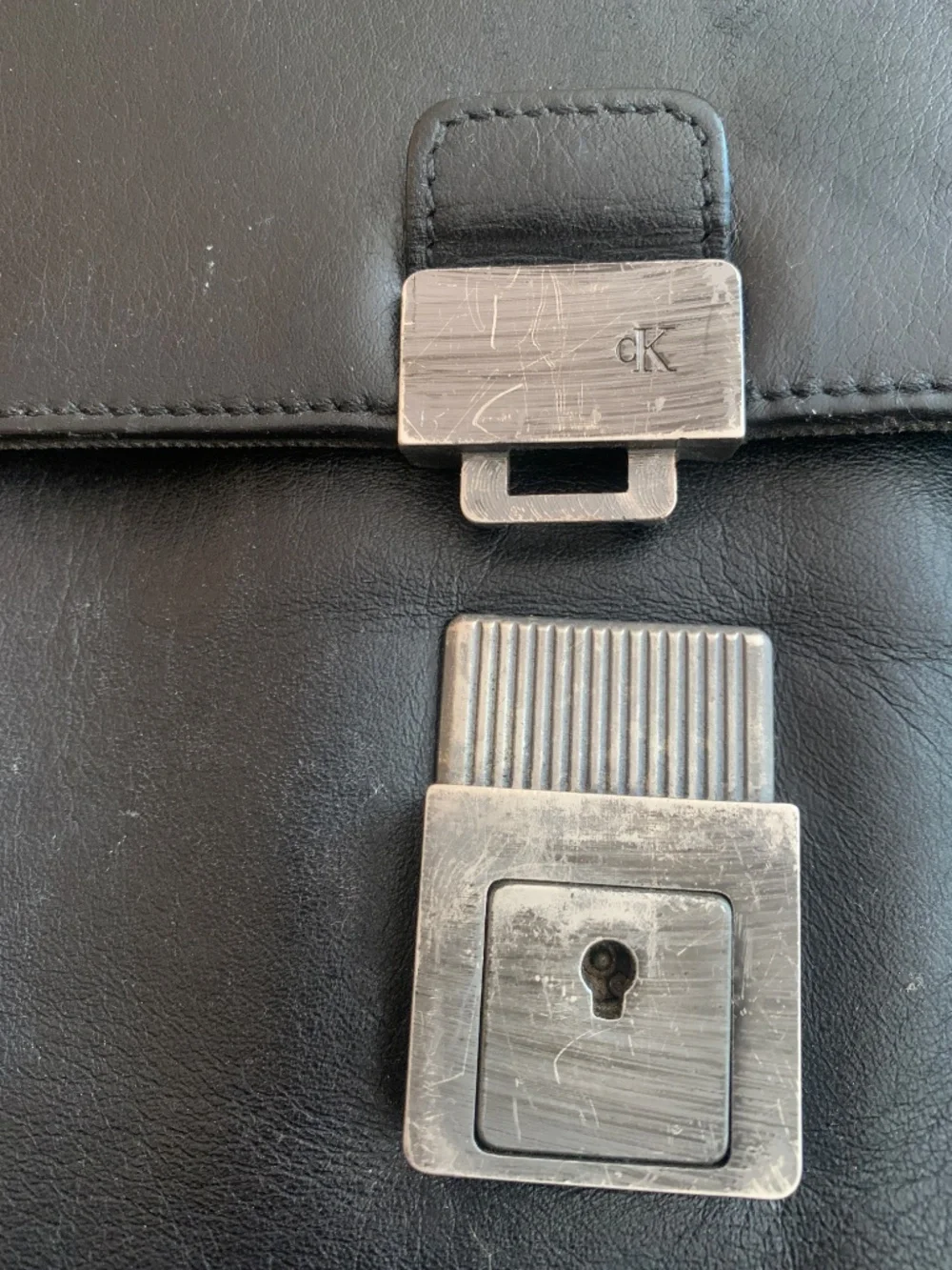 Calvin Klein all leather black messenger bag
